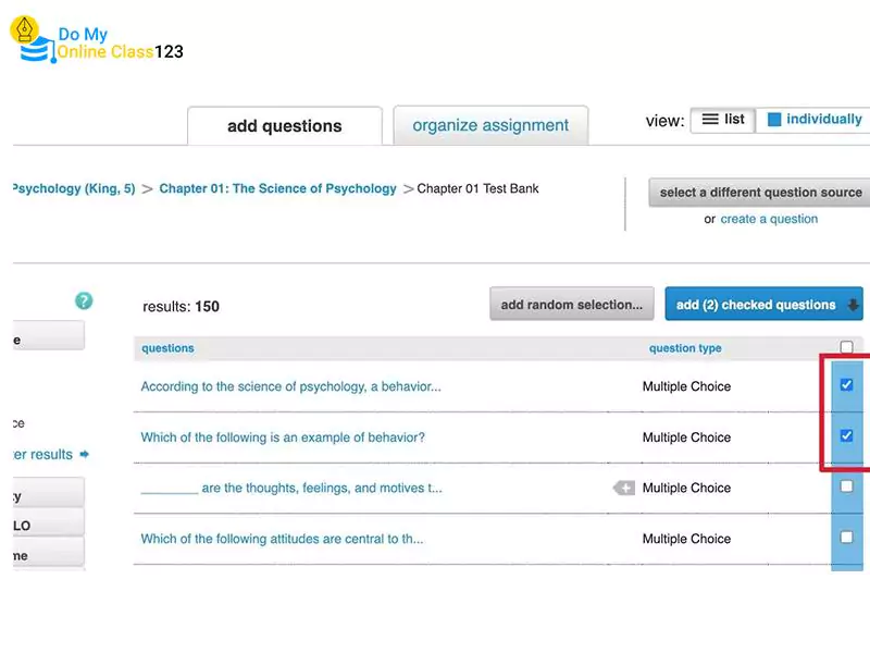 McGraw Hill Connect answer key: Selecting multiple-choice questions in McGraw Hill Connect.