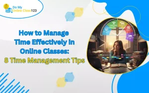 An image thumbnail for "How to Manage Time Effectively in Online Classes" with 8 tips.