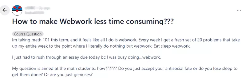 Reddit thread complaining about WeBWorK grading errors